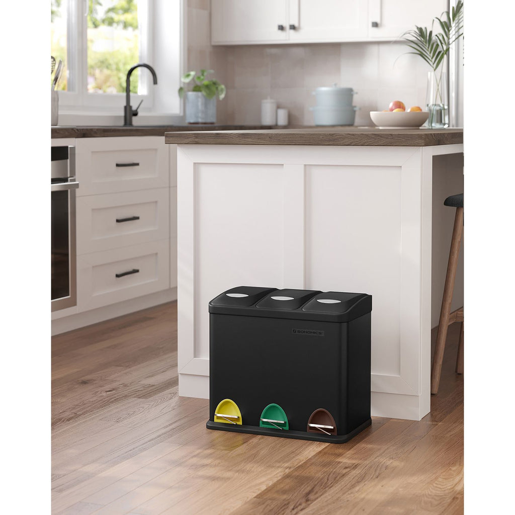Waste bin - Pedal bin for kitchen - Waste separation - 24 L - Black