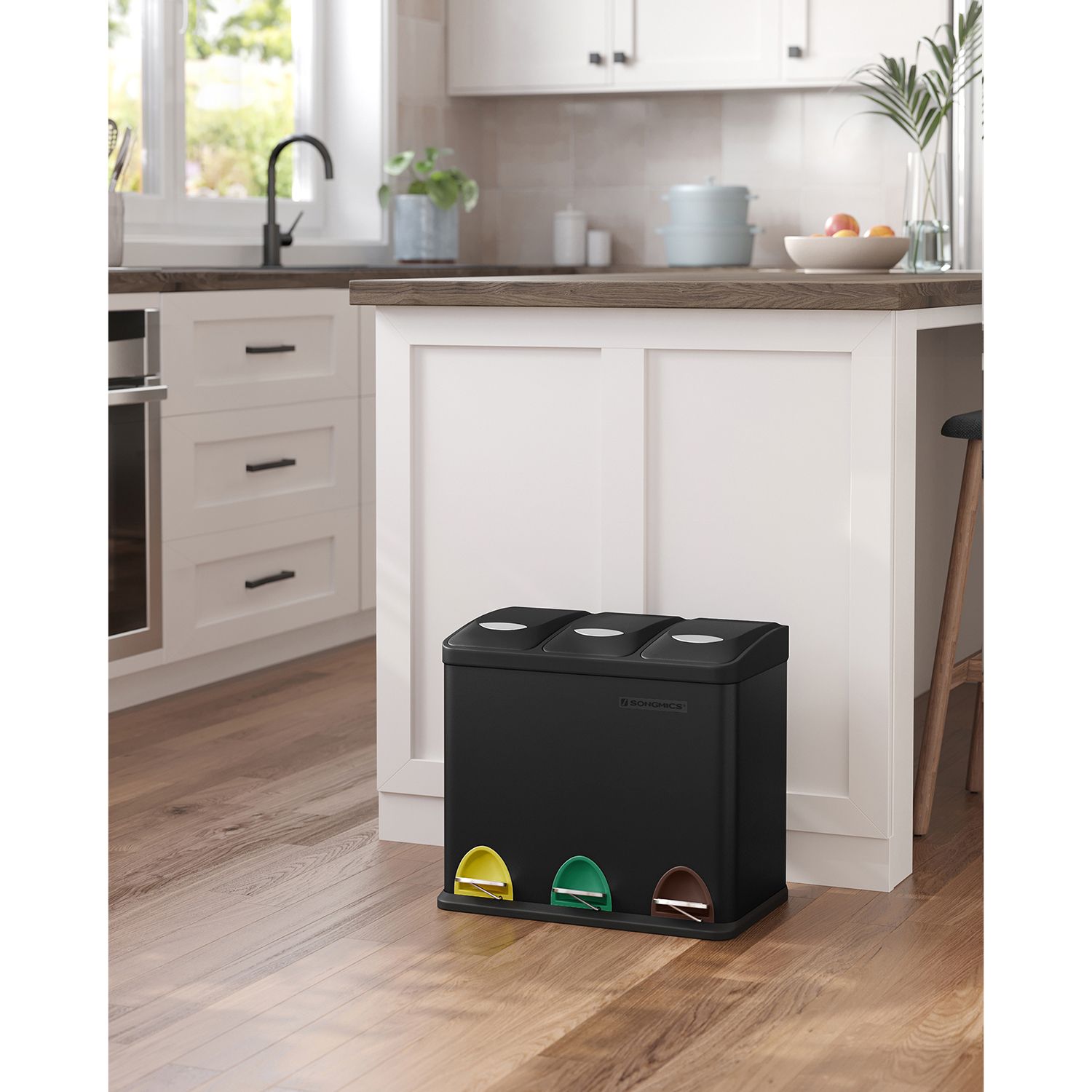 Waste bin - Pedal bin for kitchen - Waste separation - 24 L - Black