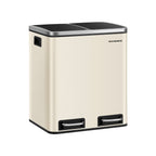 Waste separation system-3 compartments-3 x 18 l-lid-sand beige-ink black