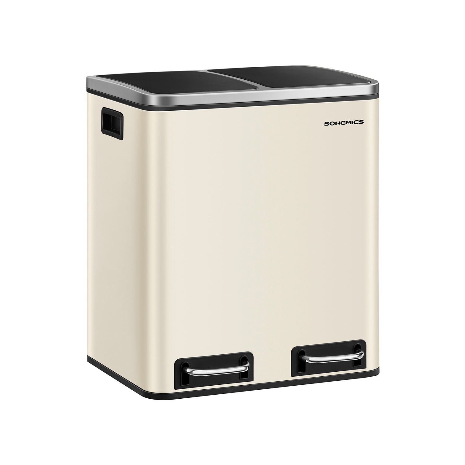 Waste separation system-3 compartments-3 x 18 l-lid-sand beige-ink black