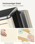 Waste separation system-3 compartments-3 x 18 l-lid-sand beige-ink black