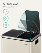Waste separation system-3 compartments-3 x 18 l-lid-sand beige-ink black