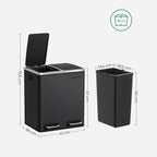 Waste bin - garbage bin with waste separation - 2 x 15 l - Softclose - Black