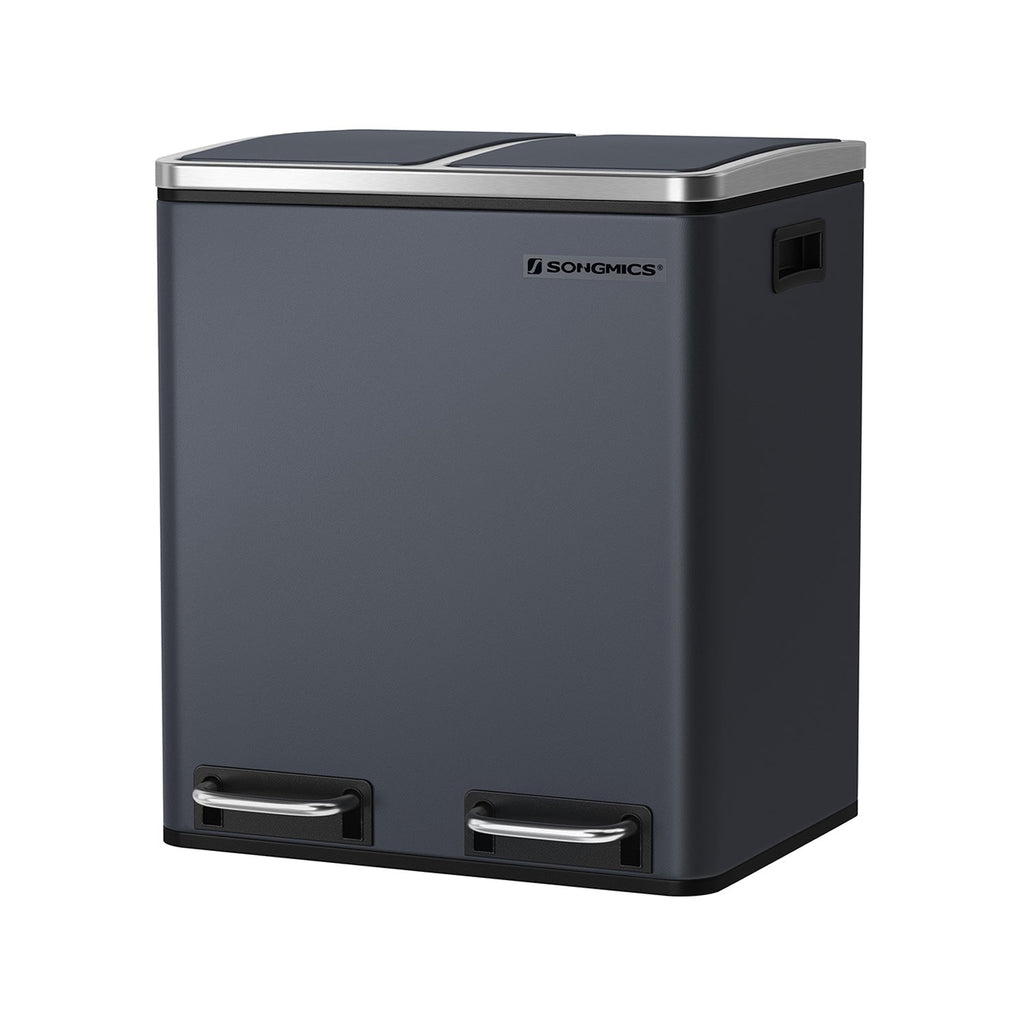 Waste separation system-3 compartments-3 x 18 l-lid-sand beige-ink black