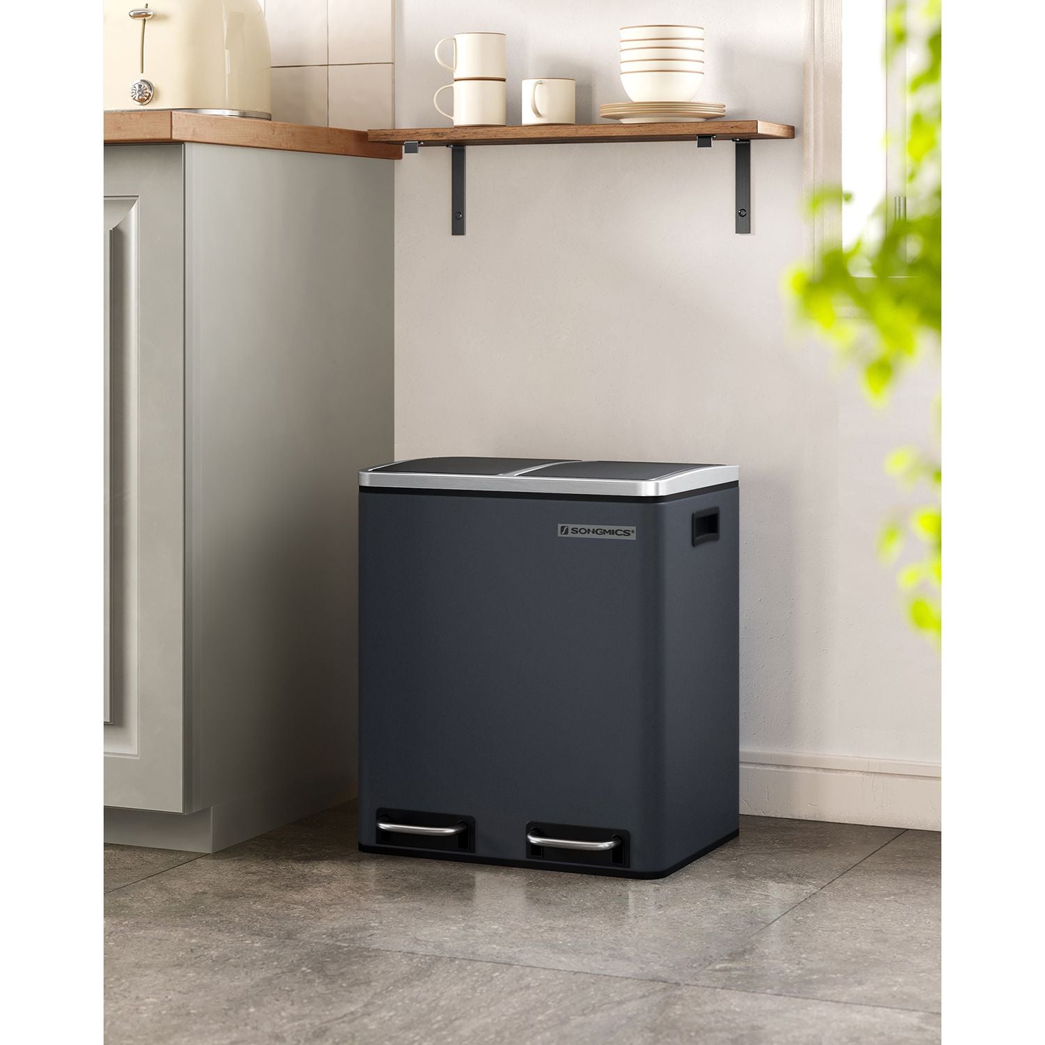 Waste bin - metal pedal bin - 30 liters - flue gray