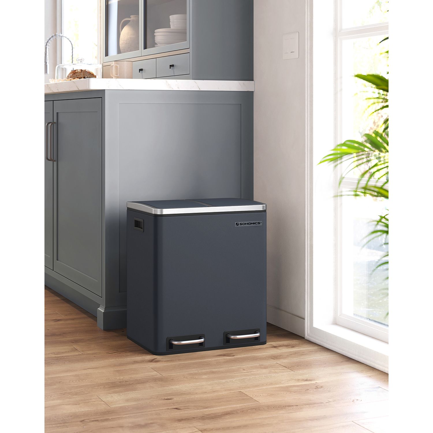 Waste bin - metal pedal bin - 30 liters - flue gray