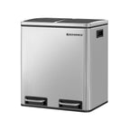 Waste bin - Pedal - 2 Inner boxes - Stainless steel - 2 x 15 l - silver