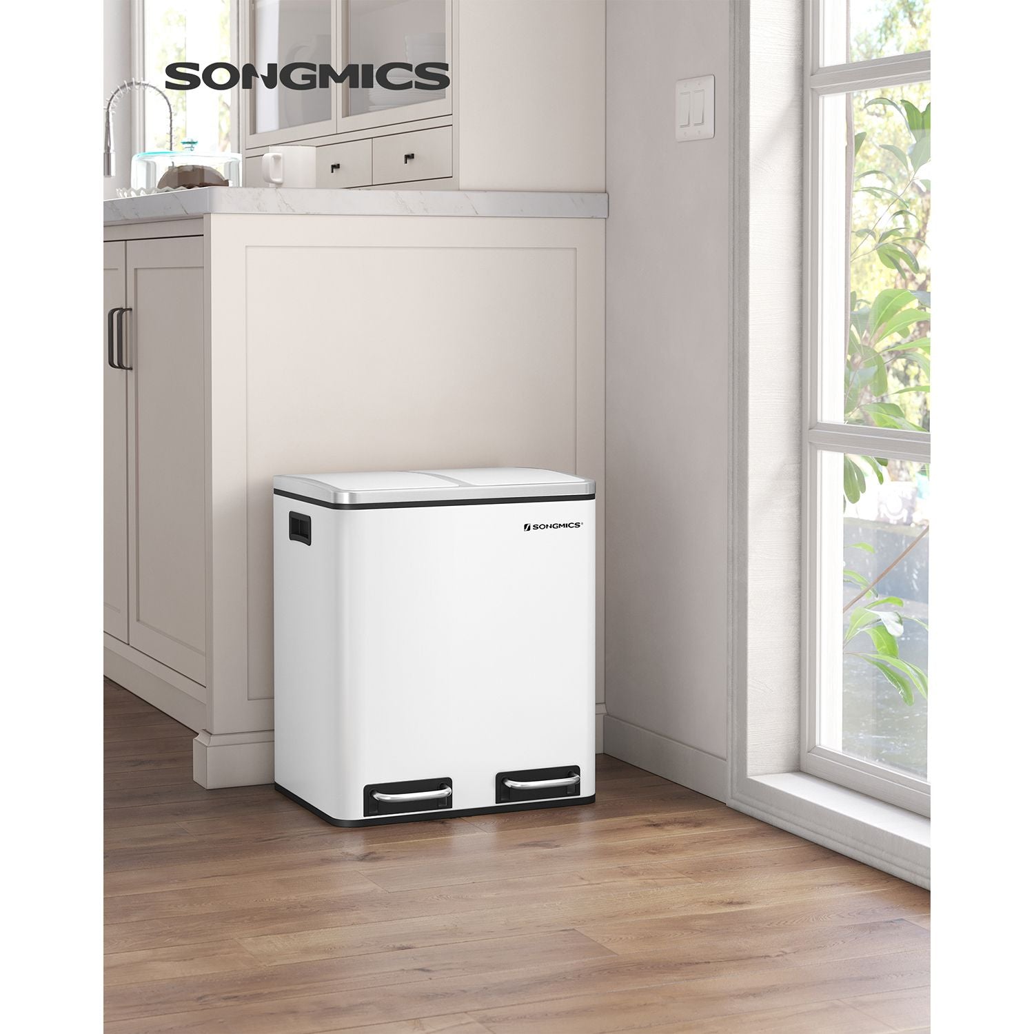 Waste bin - Trash - 30 Liter (2 x 15 l) - Metal - Removable bins - White