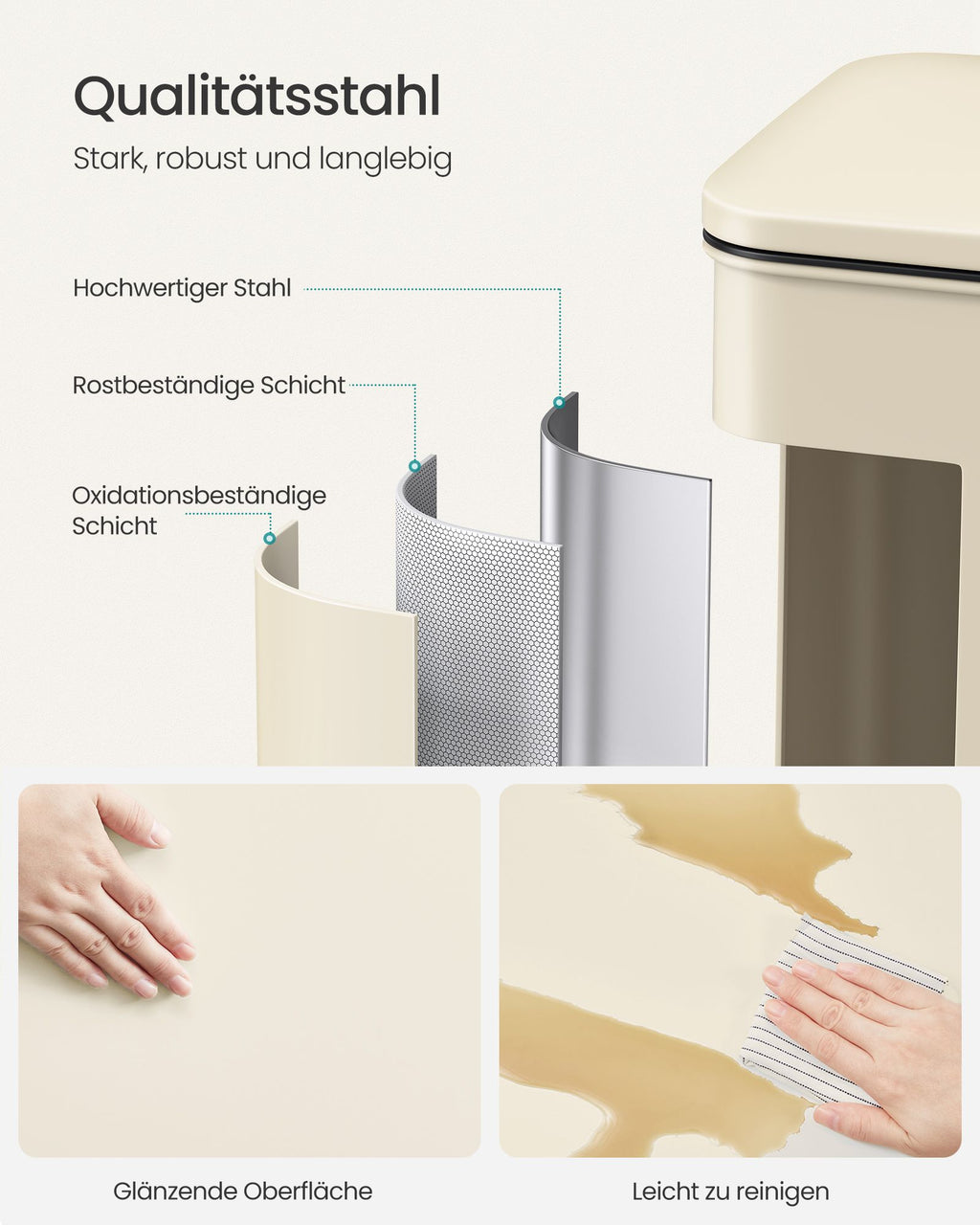 Kitchen Prullen box with lid 40 liters of sand beige