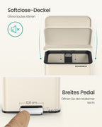 Kitchen Prullen box with lid 40 liters of sand beige