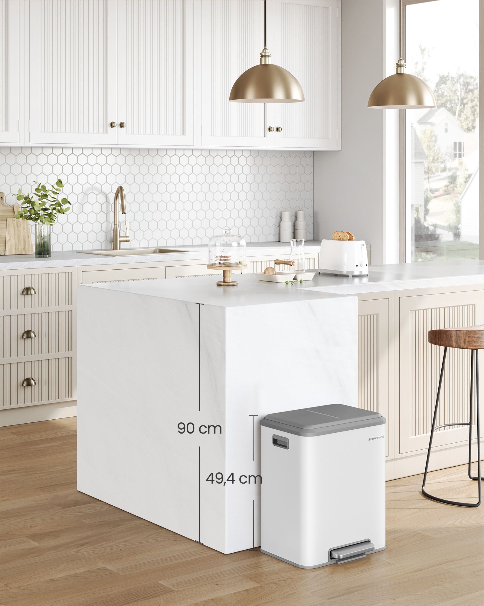 Waste separation system 2 compartments for recycling and residual waste, Wolkwit