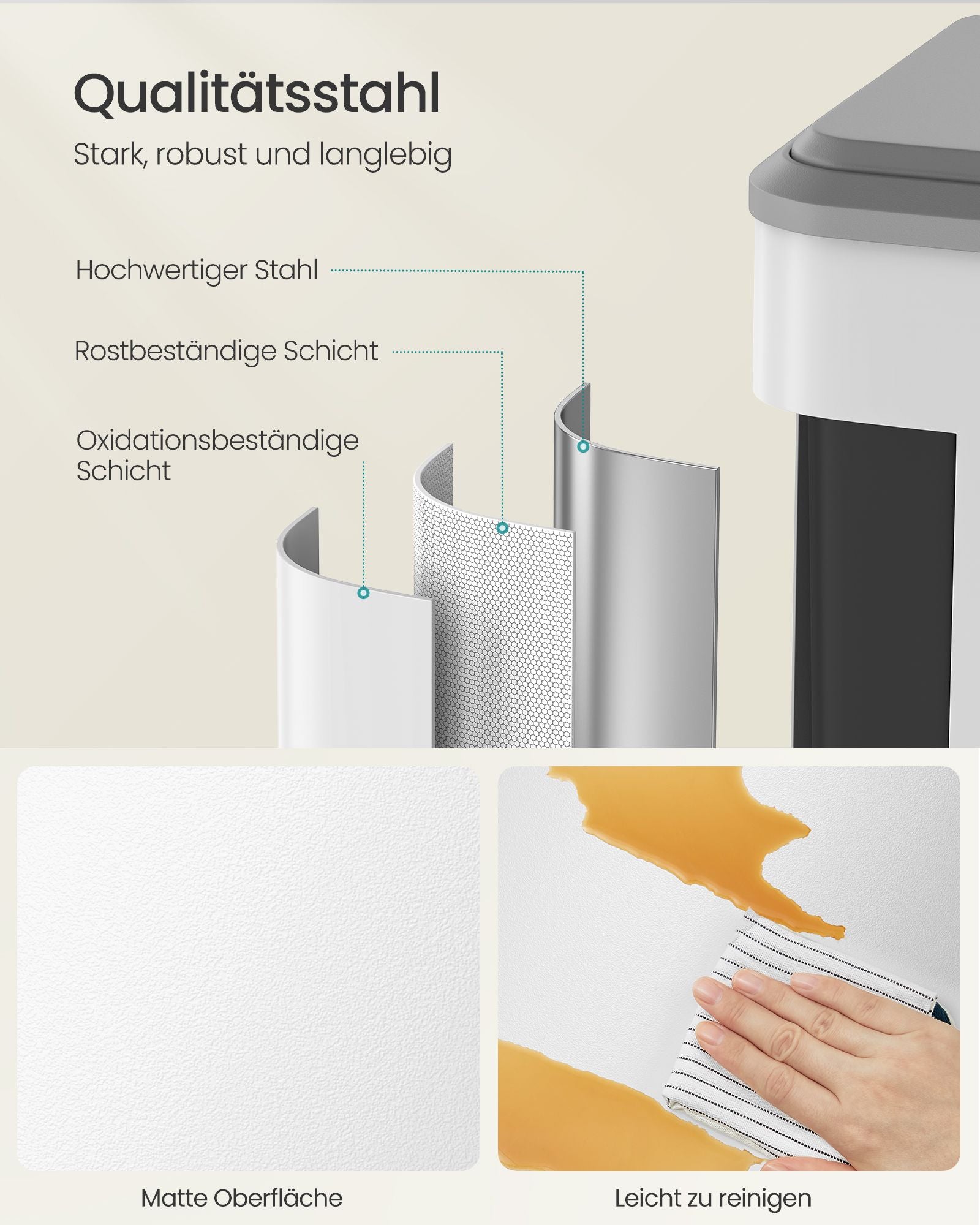 Waste separation system 2 compartments for recycling and residual waste, Wolkwit