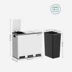 Waste bin - 3 compartments - waste separation - 3 x 18 l - white