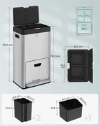 Kitchen Prullen Bin with Pedal and 3 Compartments