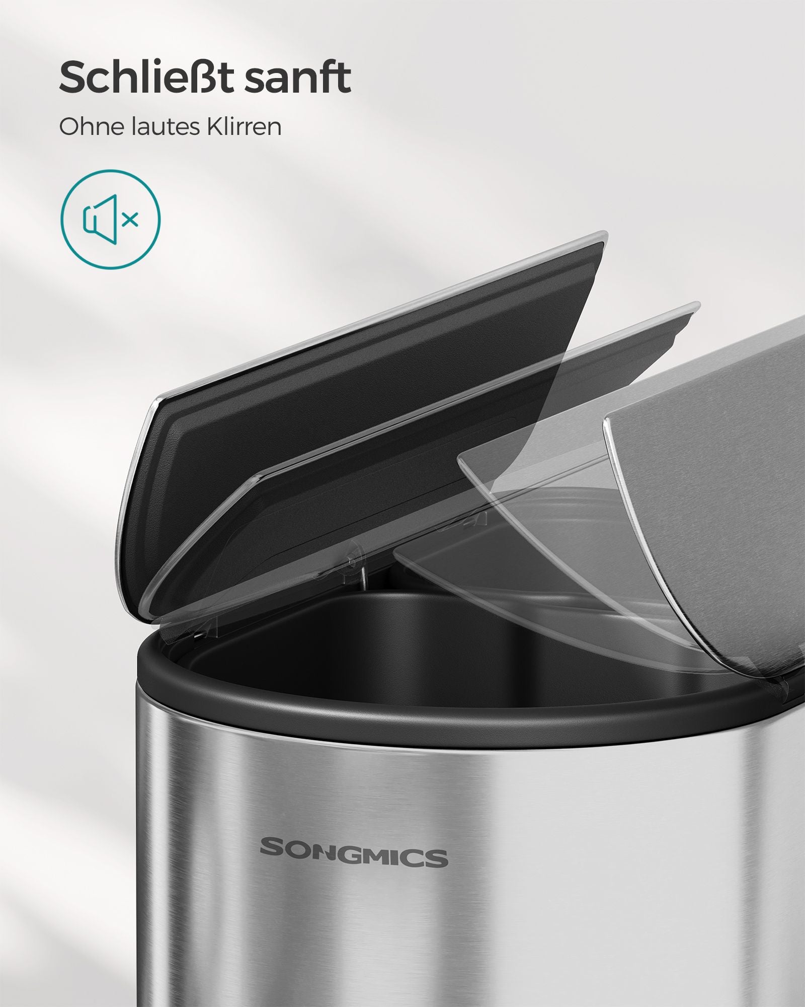 Waste separation system - with 2 compartments - metallic silver
