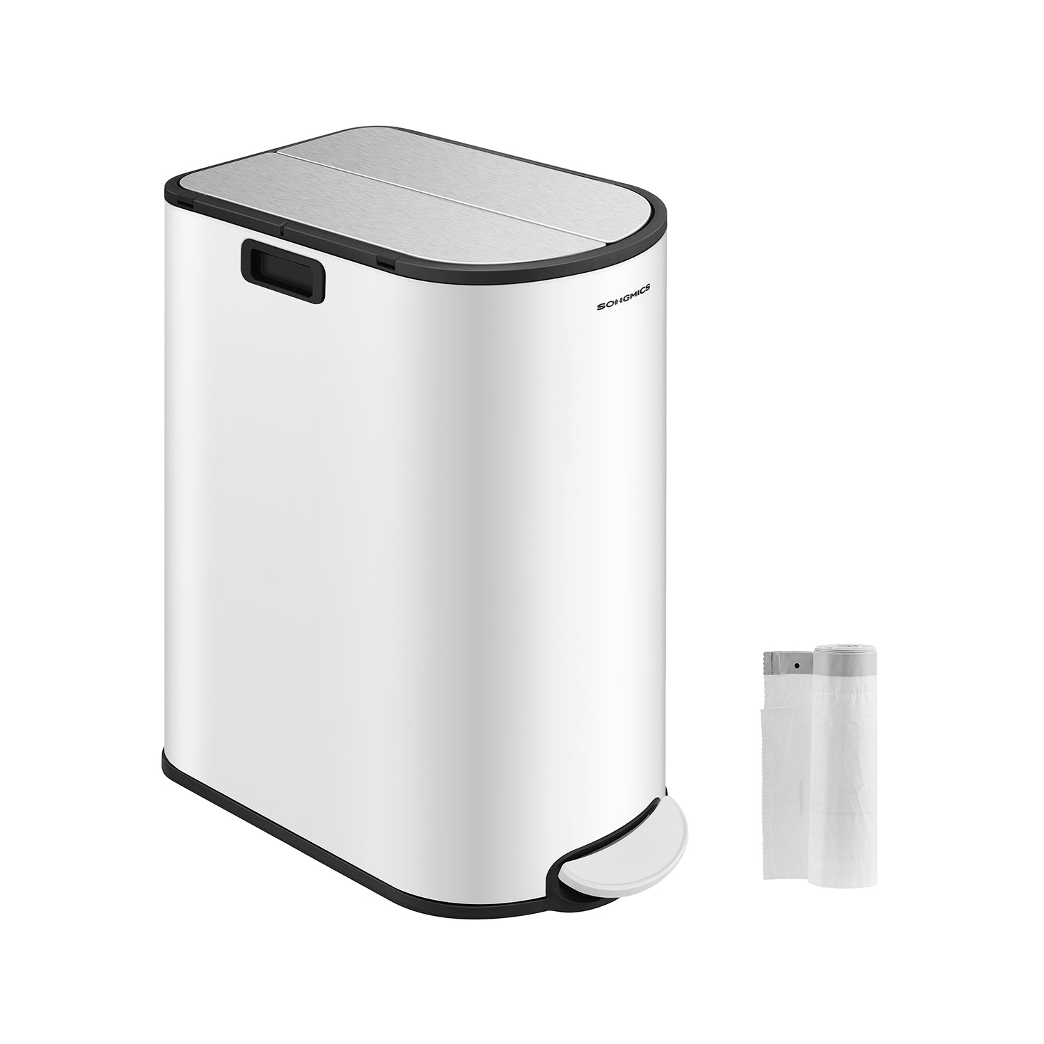 Waste separation system-with 2 compartments-Wolkwit-Metallic Silver