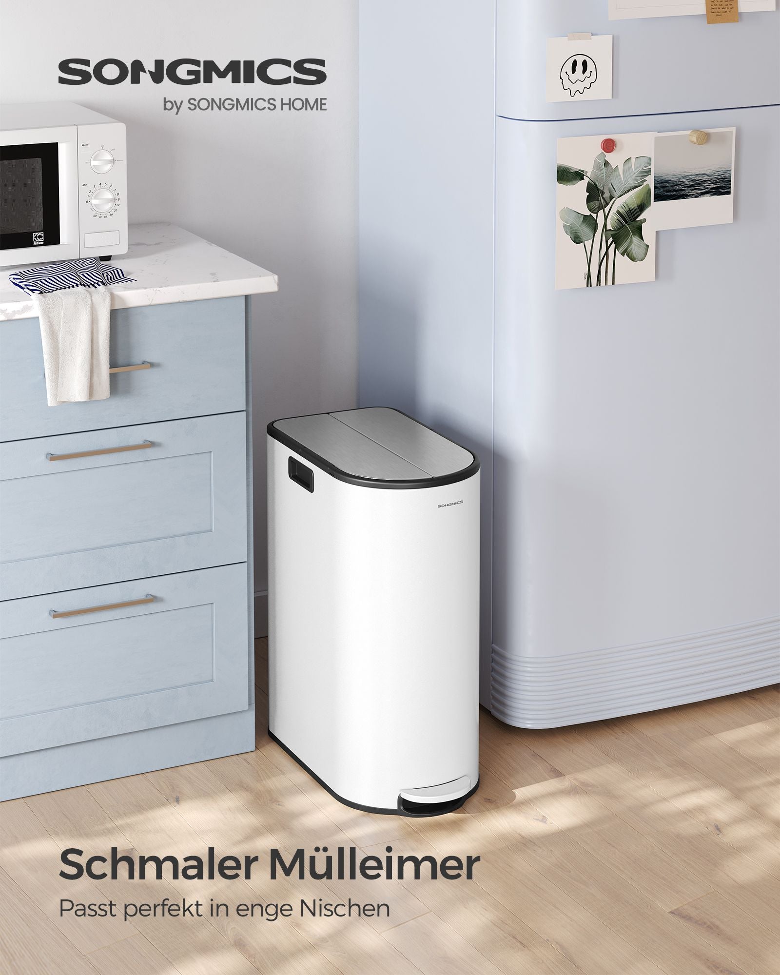 Waste separation system-with 2 compartments-Wolkwit-Metallic Silver