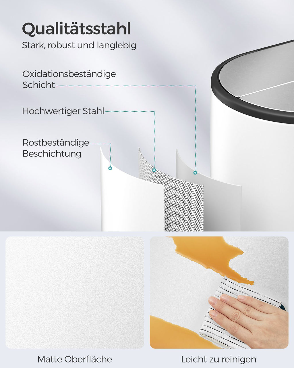 Waste separation system-with 2 compartments-Wolkwit-Metallic Silver