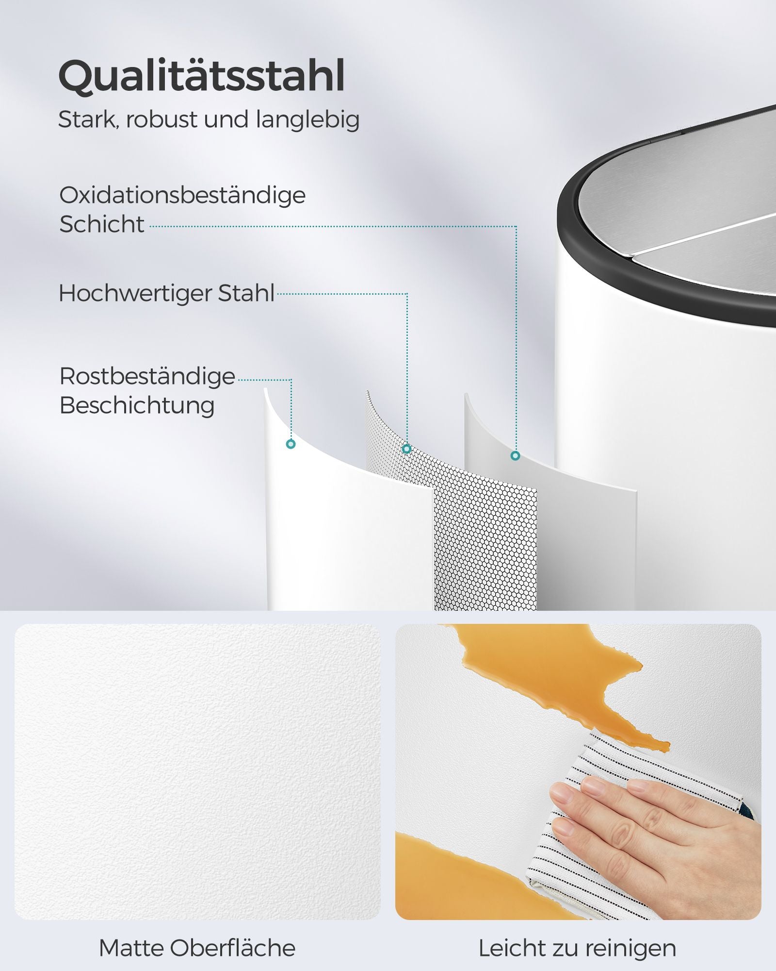 Waste separation system-with 2 compartments-Wolkwit-Metallic Silver