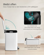 Garbage can 20 liters made of cloud white steel