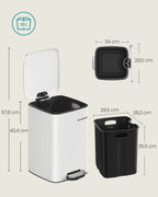 Garbage can 20 liters made of cloud white steel