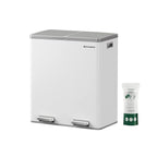 Waste bin - with 2 courses - 2 x 30 l - Softclose - Pedal - White