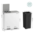 Waste bin - with 2 courses - 2 x 30 l - Softclose - Pedal - White