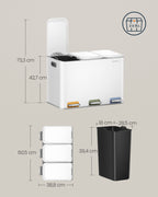 Kitchen Prullen Bin 3 x 15 L Bockets Wolkwit