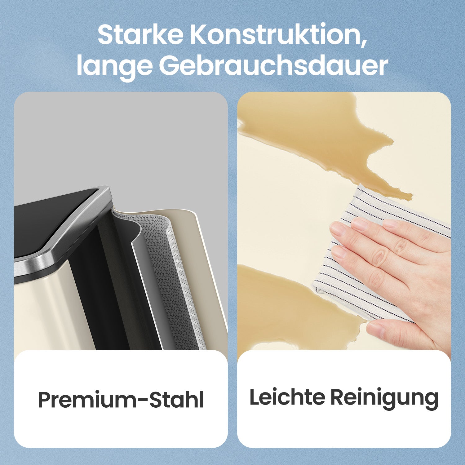 Kitchen waste bin, 3 x 18 l, waste separation system 3 compartments