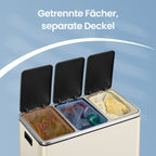 Kitchen waste bin, 3 x 18 l, waste separation system 3 compartments