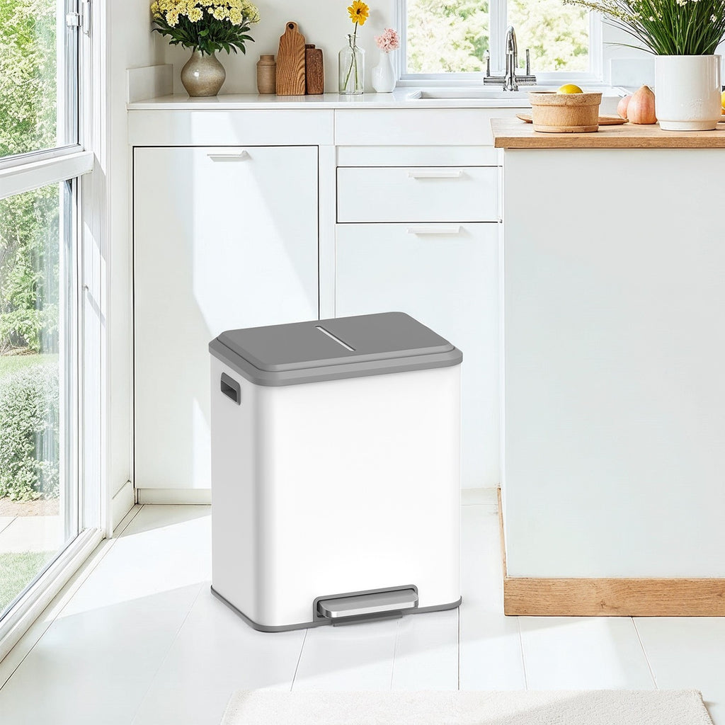 Waste separation - 2 Compartments - Recycling - Cloudy White