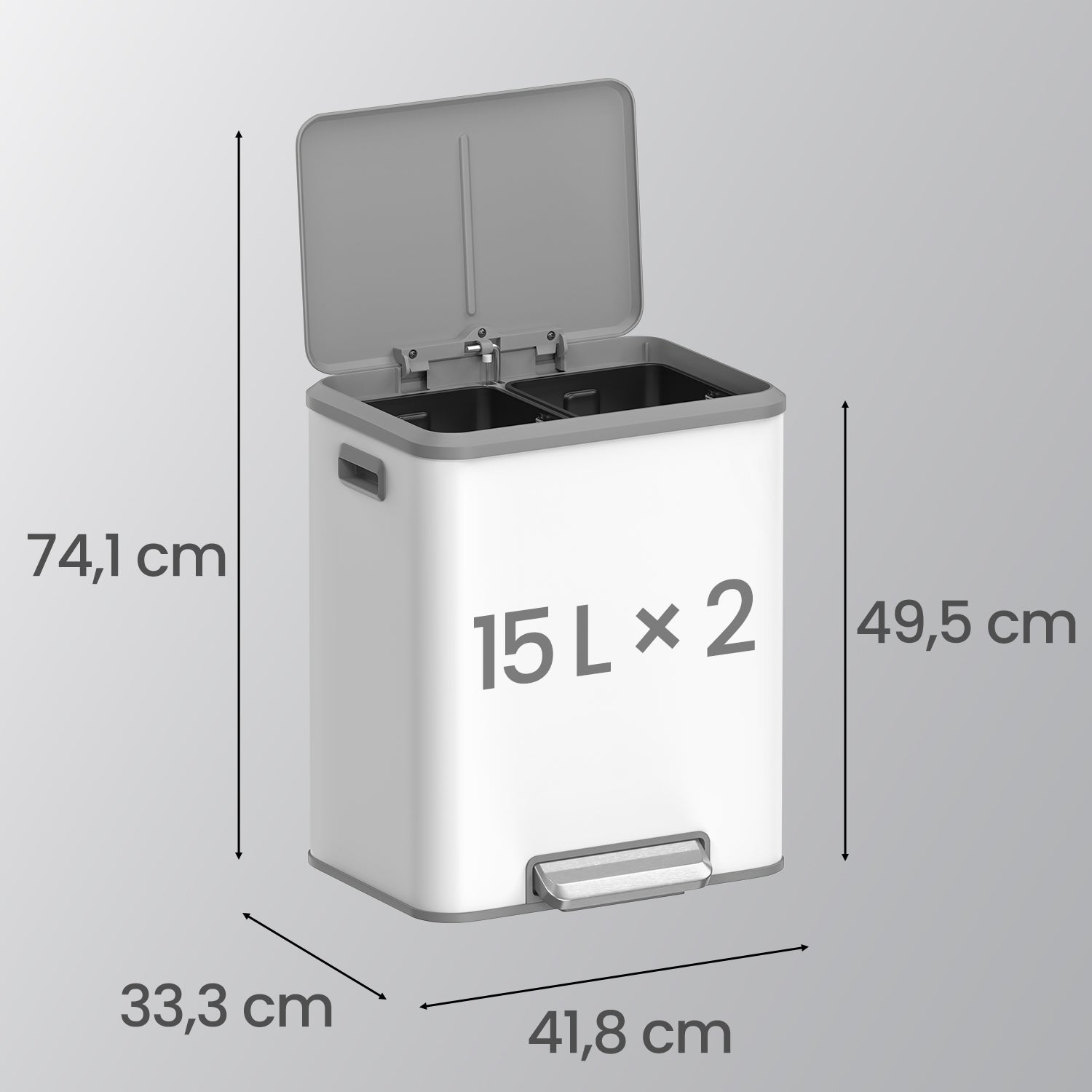Waste separation - 2 Compartments - Recycling - Cloudy White