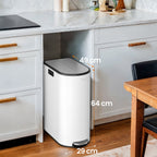 Waste separation - 2 Compartments - Cloudy White - Metallic Silver