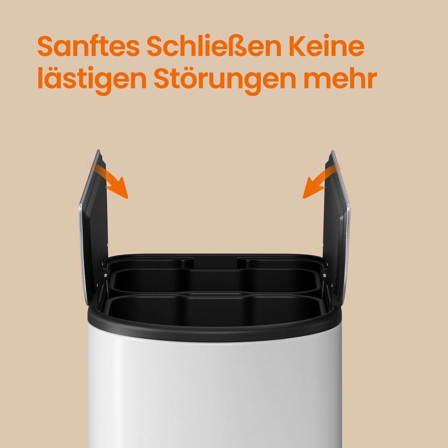Waste separation - 2 Compartments - Cloudy White - Metallic Silver