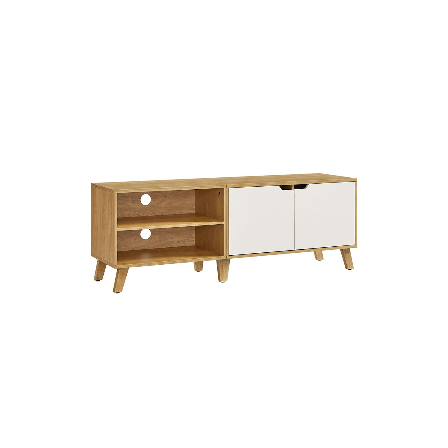 TV furniture - TV cabinet with 2 doors - Adjustable shelves - Brown