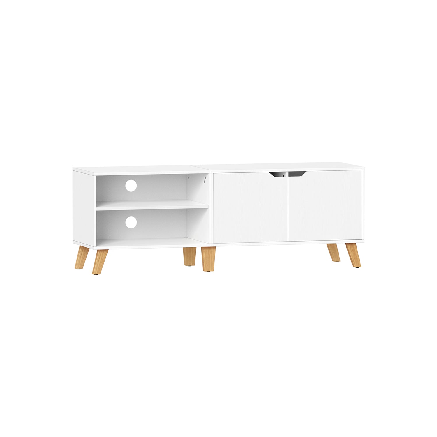 TV furniture - TV cabinet with 2 doors - Adjustable shelves - Brown