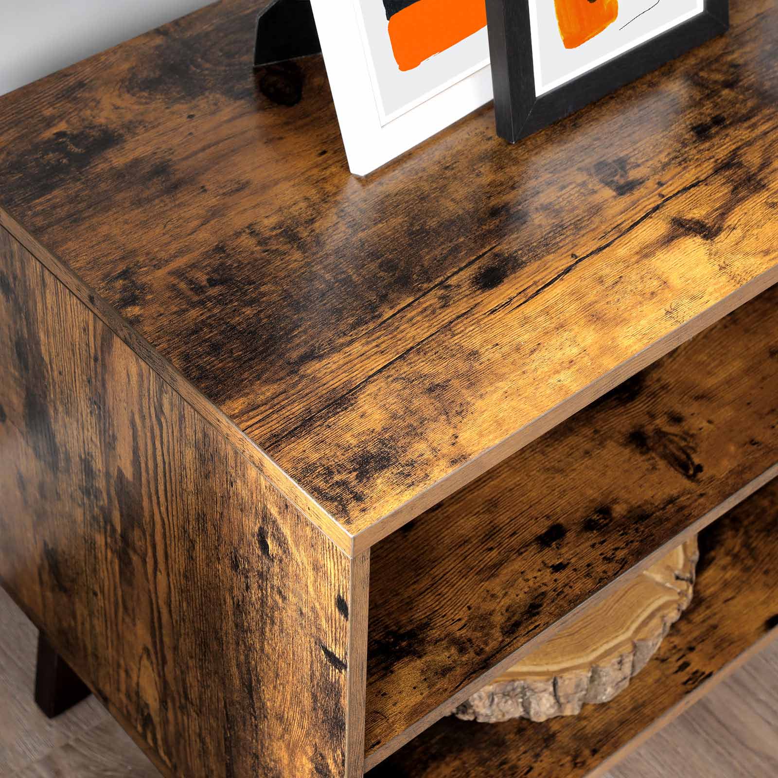 TV furniture - TV cabinet with 2 doors - Adjustable shelves - Brown