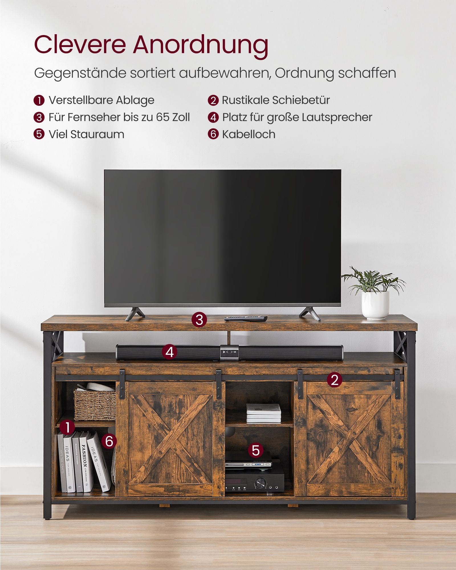 TV furniture-Country Style-Vintage Brown-Zwart