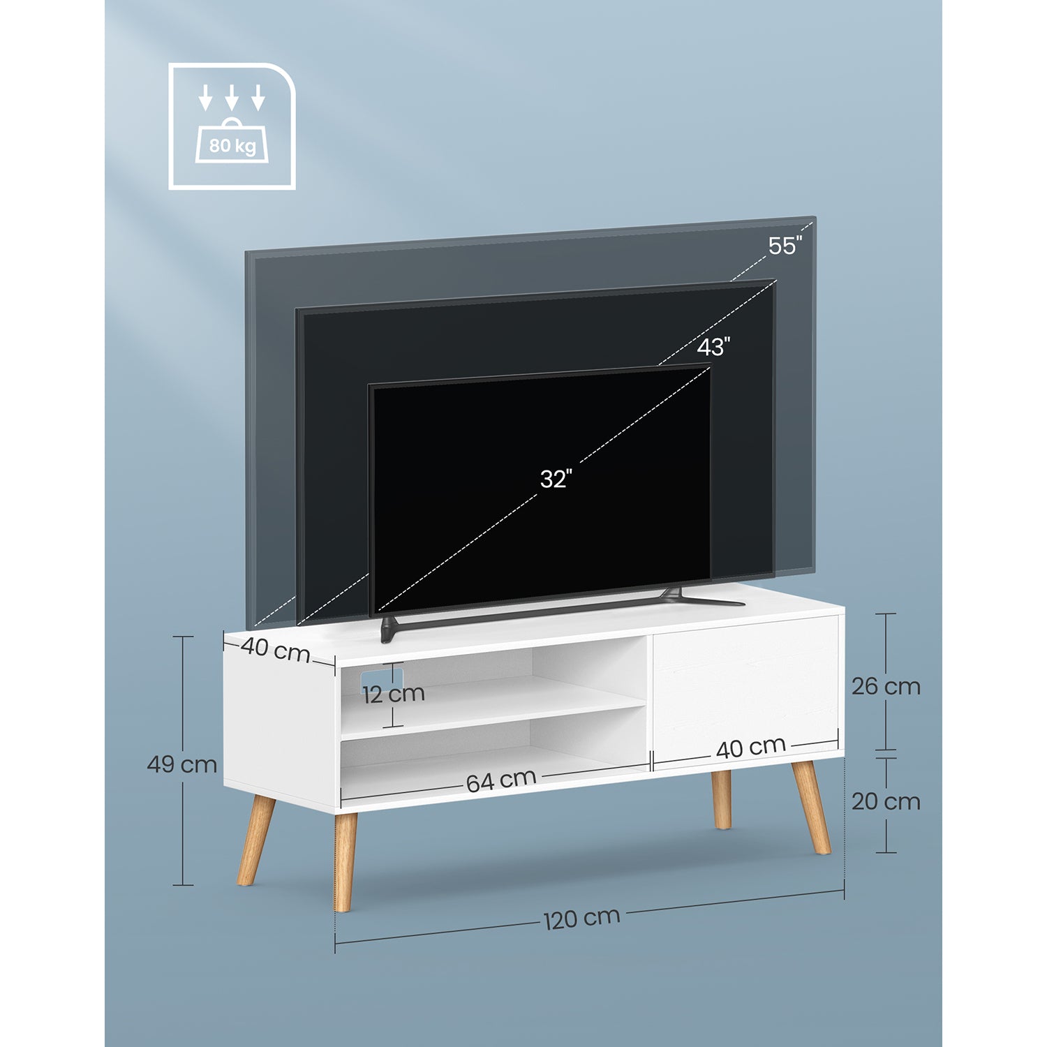 TV furniture-1 door-40 x 120 x 49 cm-white