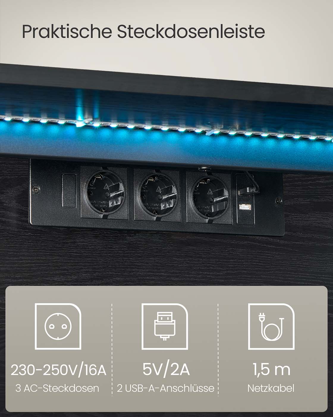 Hanging TV-Lowboard 147 x 35 x 30 cm Ebony Black