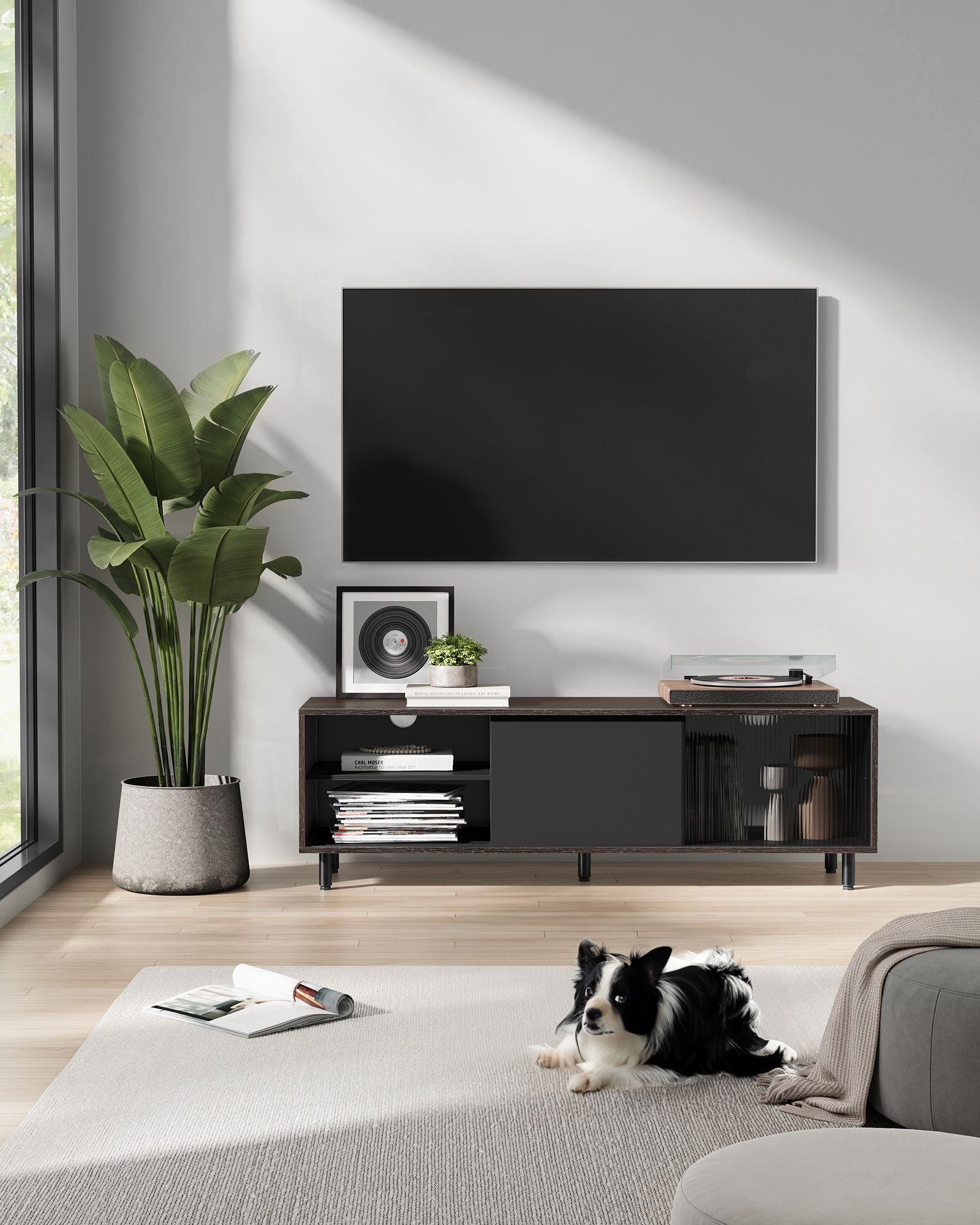 TV furniture super fast assembly Modern asbruin ink black