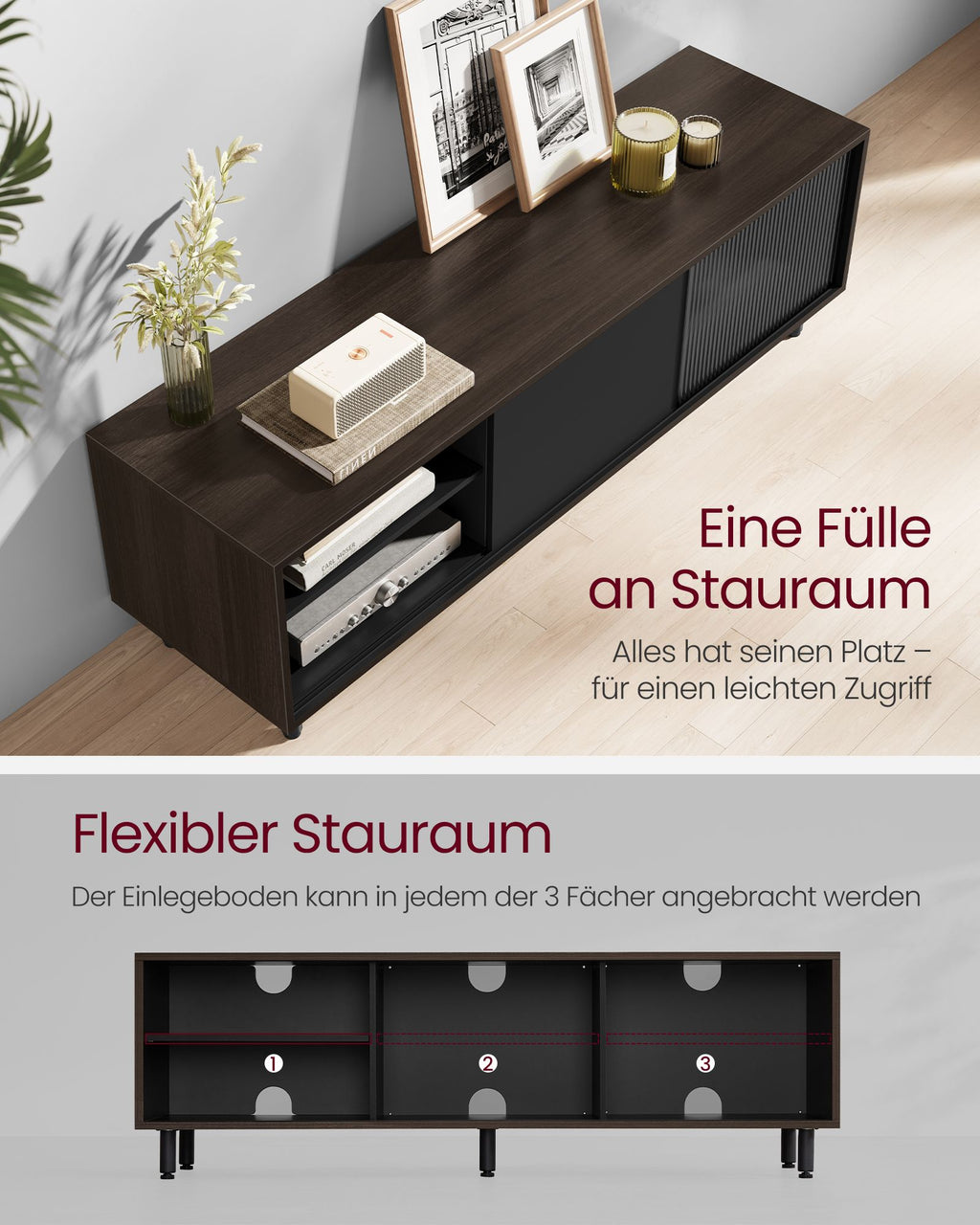 TV furniture super fast assembly Modern asbruin ink black