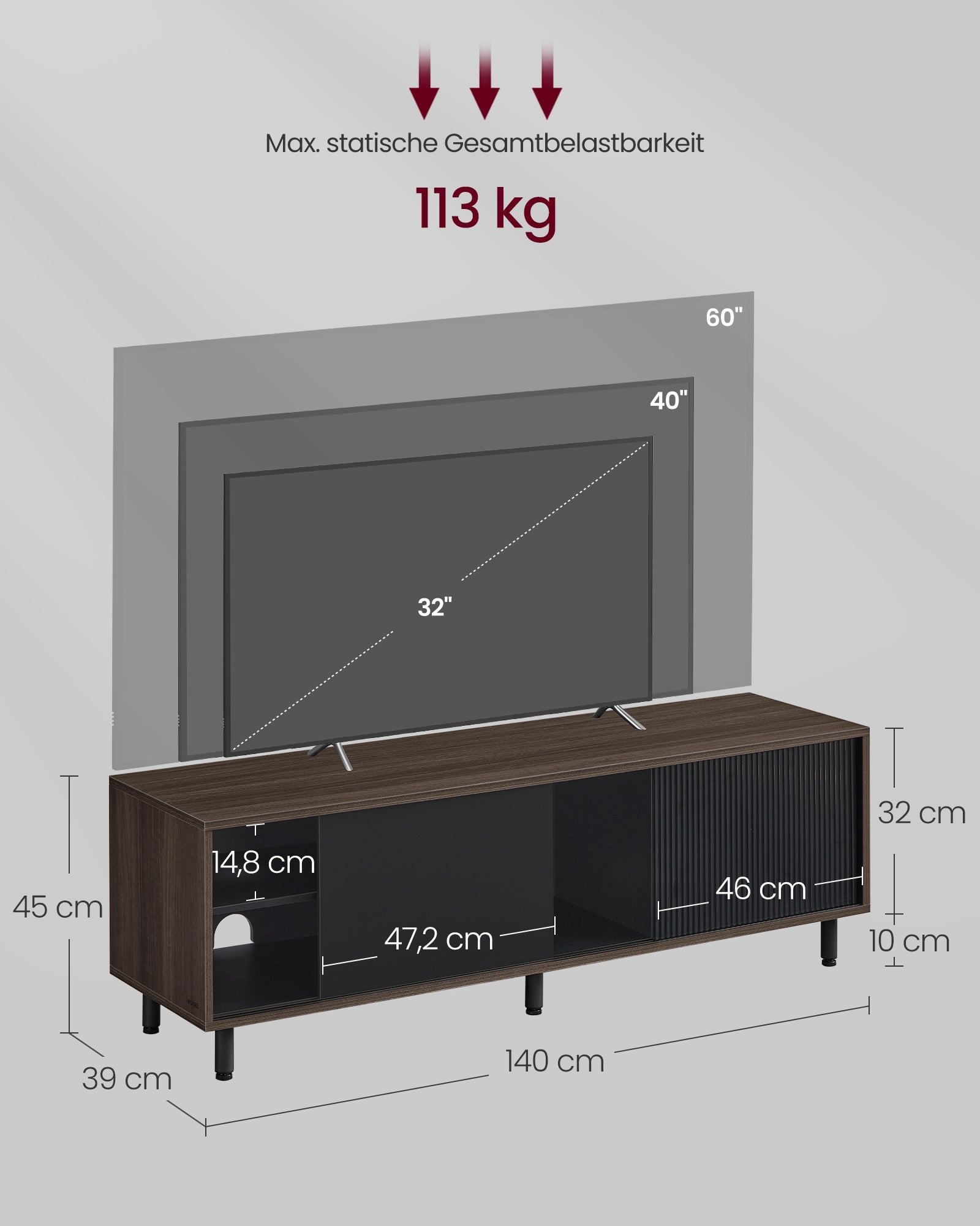 TV furniture super fast assembly Modern asbruin ink black