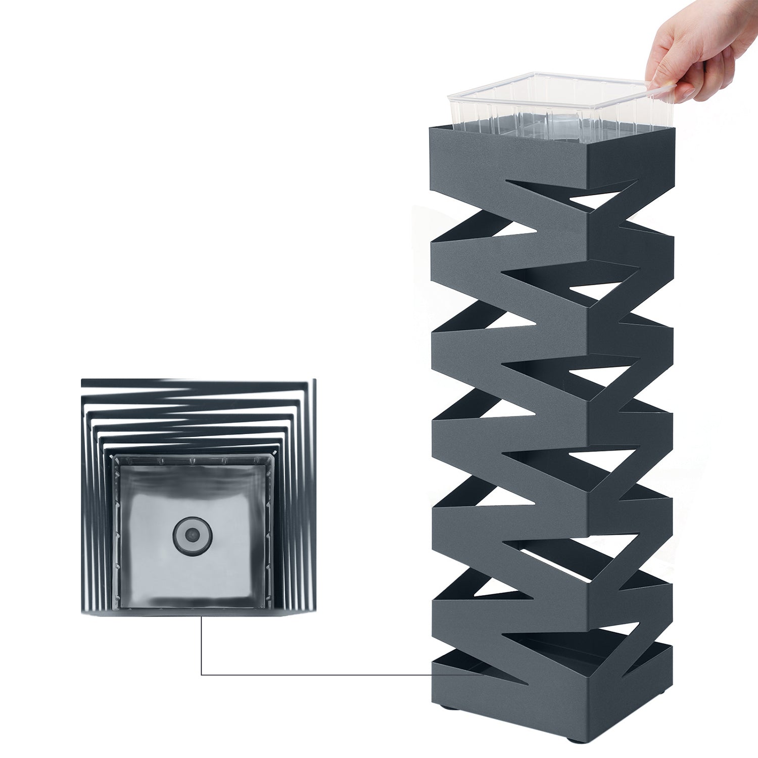 Umbrella box - Square - Metal - Anthracite