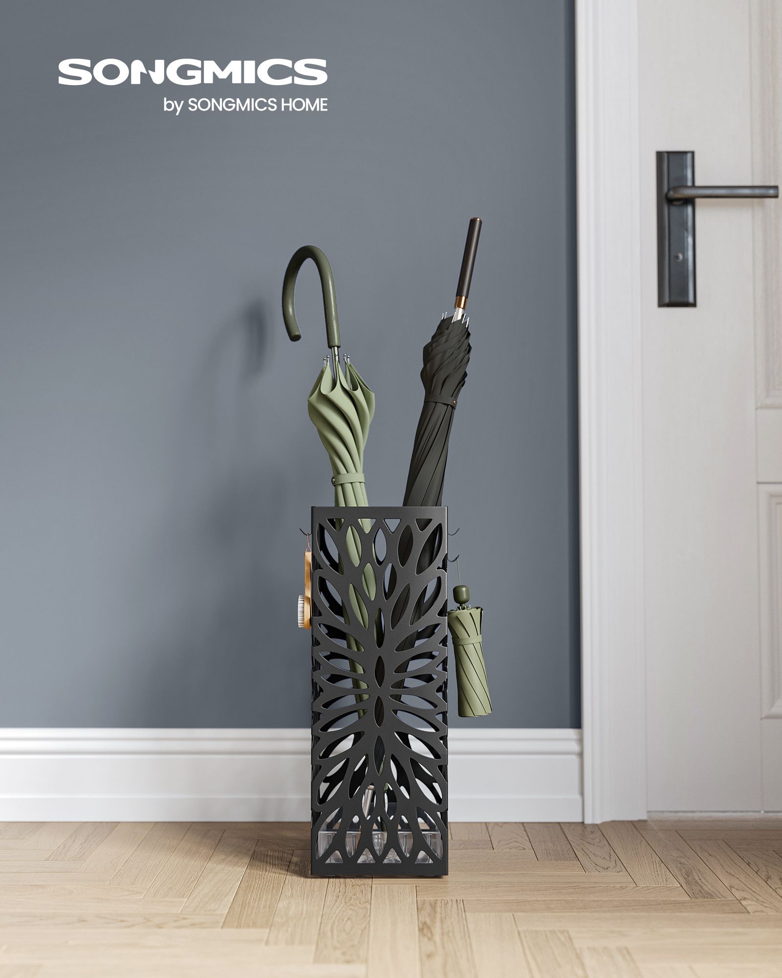 Umbrella box - with 4 black metal hooks