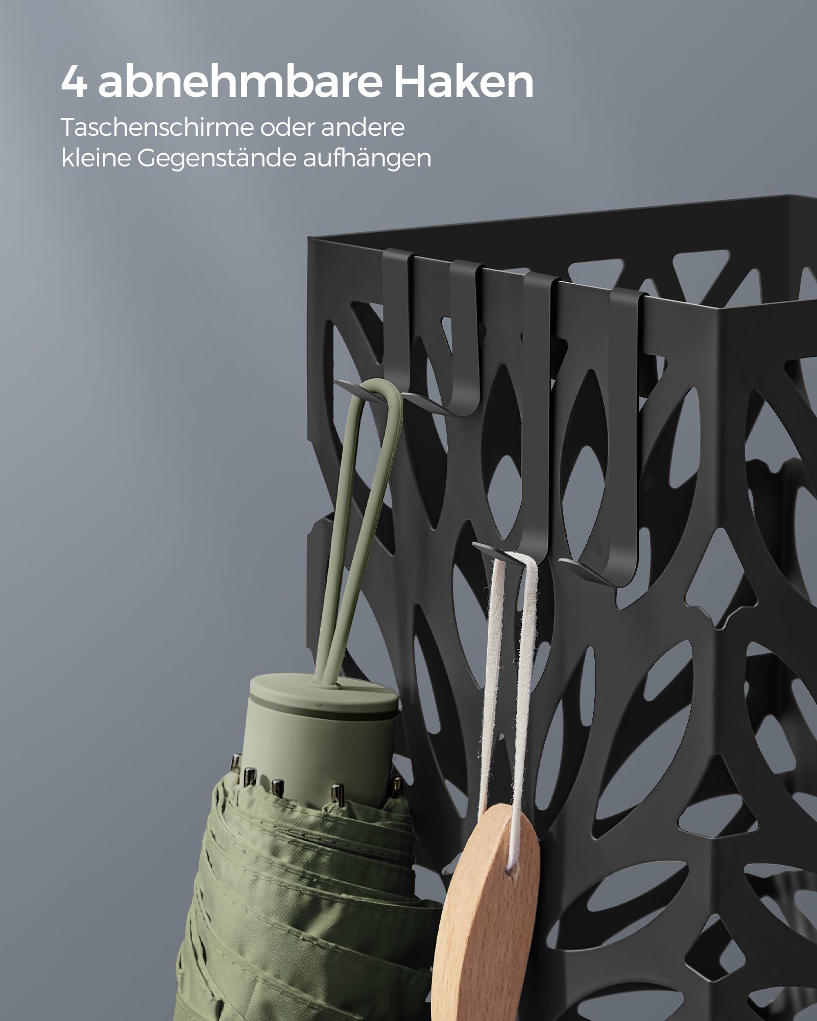 Umbrella box - with 4 black metal hooks