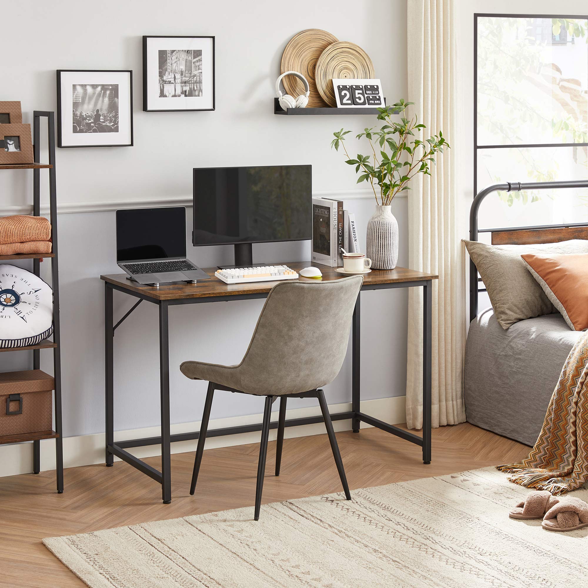 Desk - Computer table - Office Office - PC table - Vintage Brown / Black