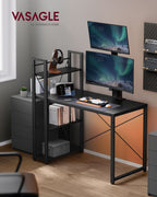 Computer Office - with shelves - Simple construction - Ebony black