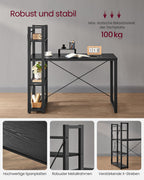 Computer Office - with shelves - Simple construction - Ebony black