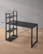 Computer Office - with shelves - Simple construction - Ebony black